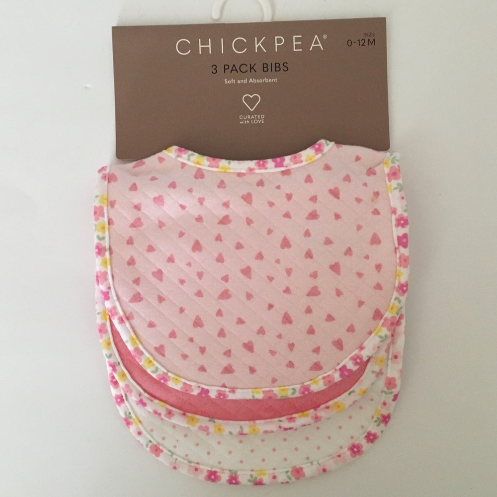 Bibs Soft Absorbent Hearts Floral Polka Dot Snap Closure 0-12M NEW | ChickPea